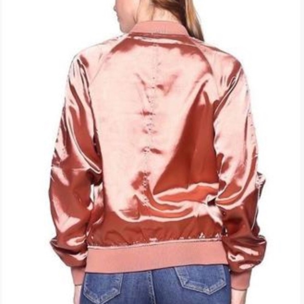Satin Bomber Jacket In Rose Gold NWT - Picture 3 of 3